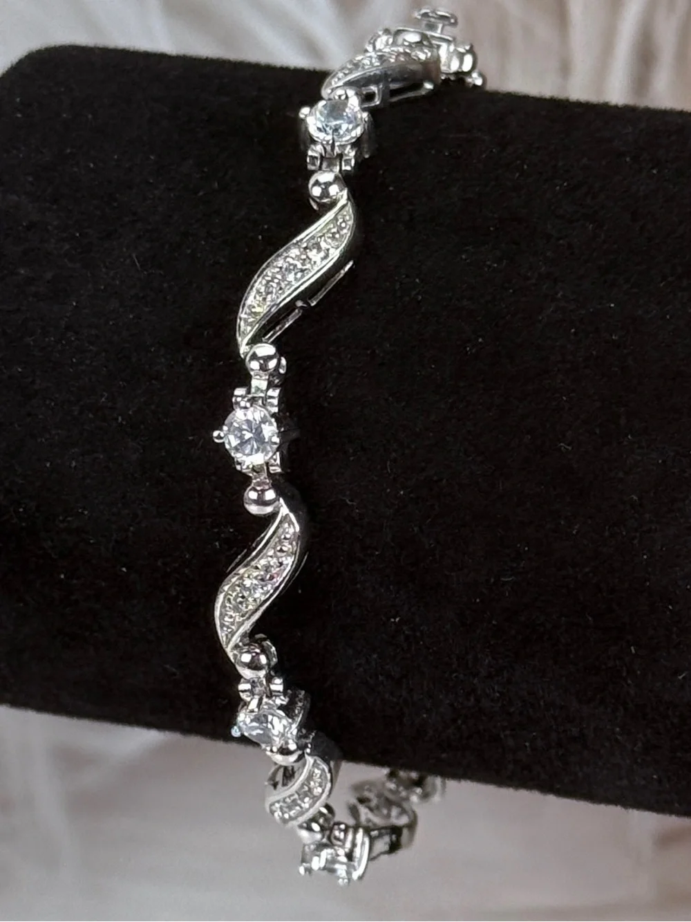 Vintage Silvertone, clear bling dressy, tennis bracelet